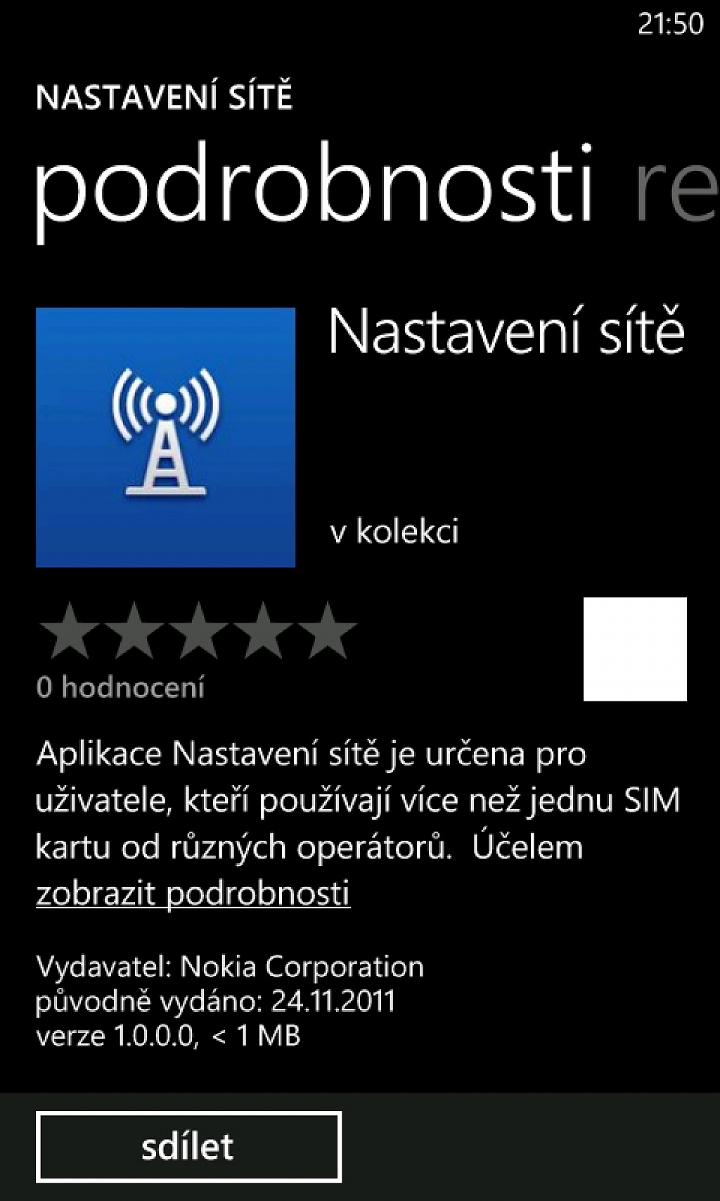 Nastavení sítě nokia