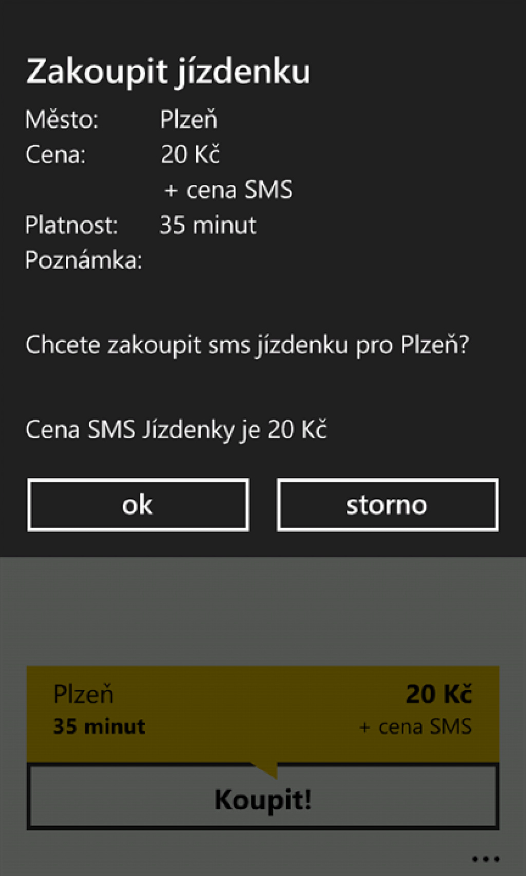 SMS Jízdenka