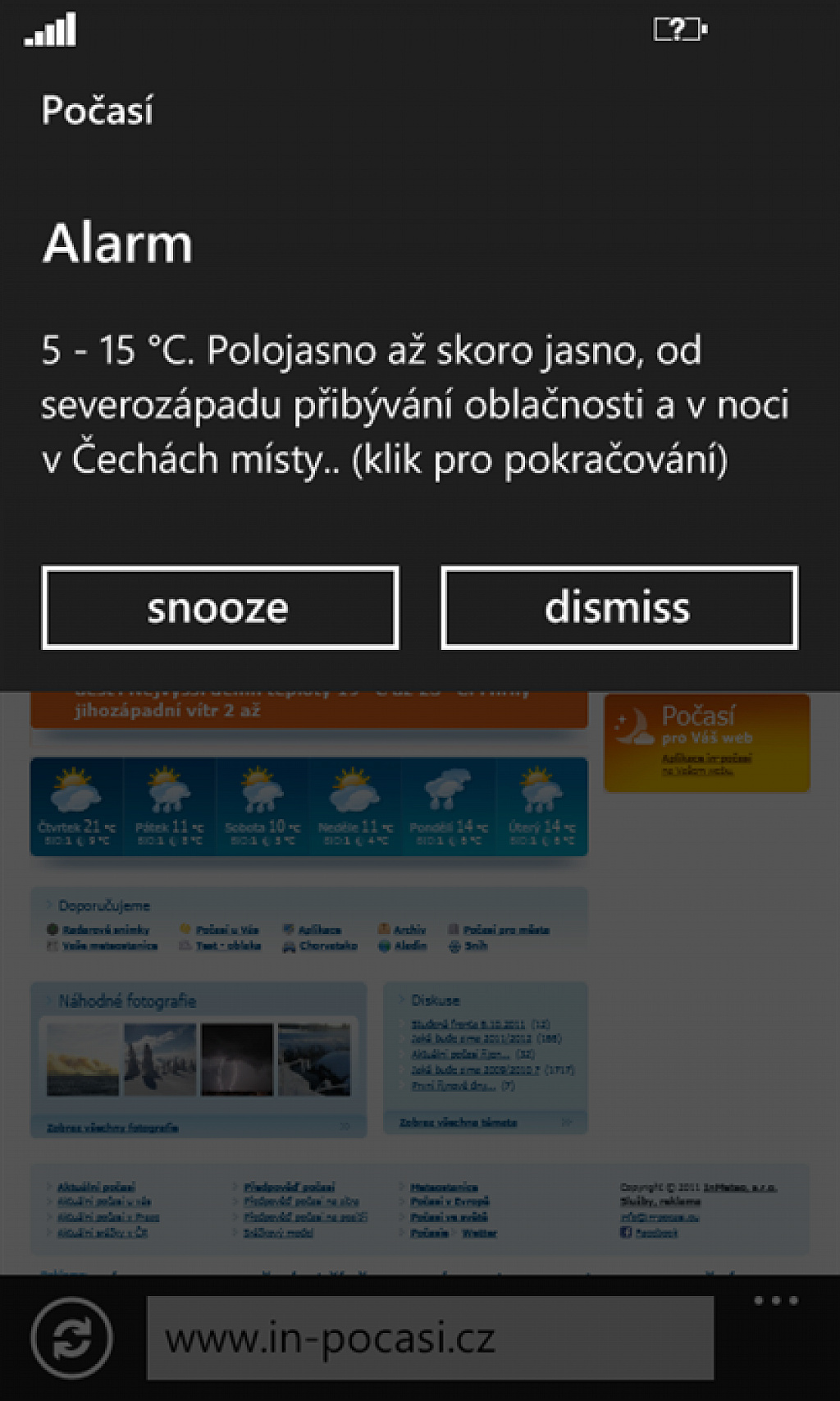 Počasí pro Windows Phone 7