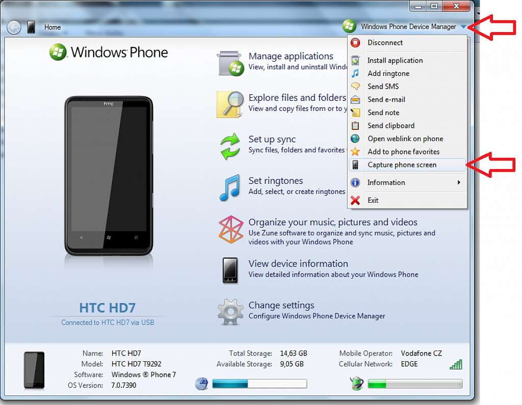 WP7 screen