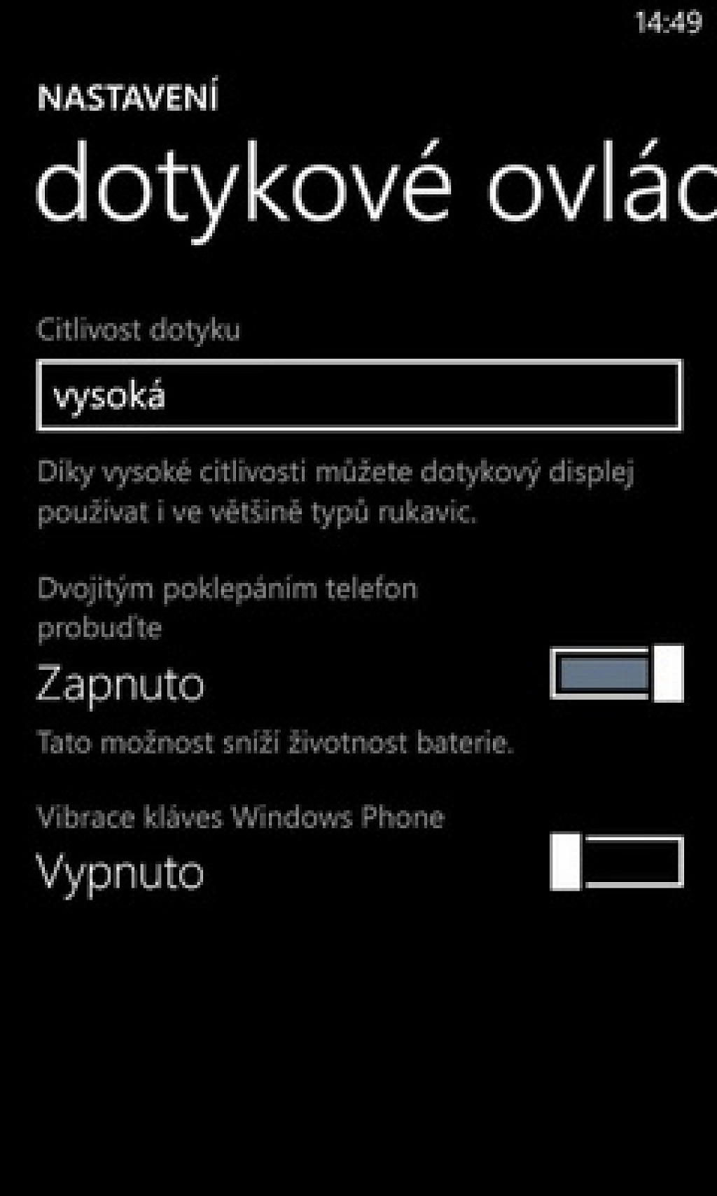 aktualizace dotyk