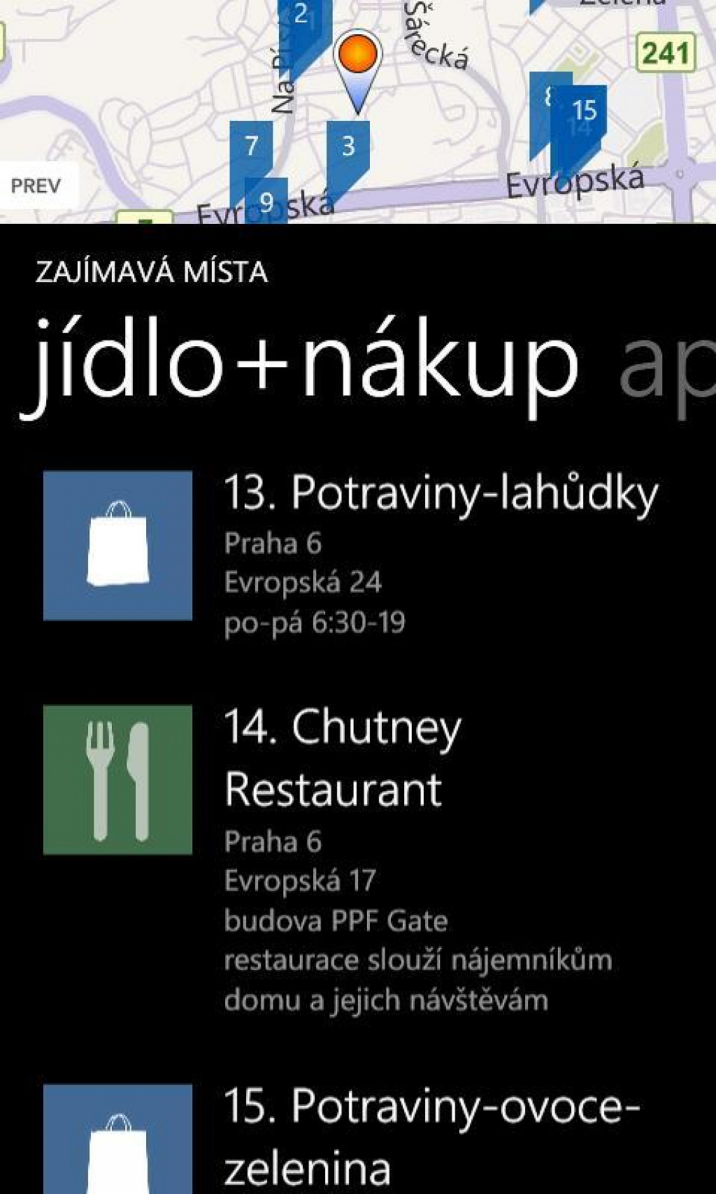 Zajímavá místa pro Windows Phone 7