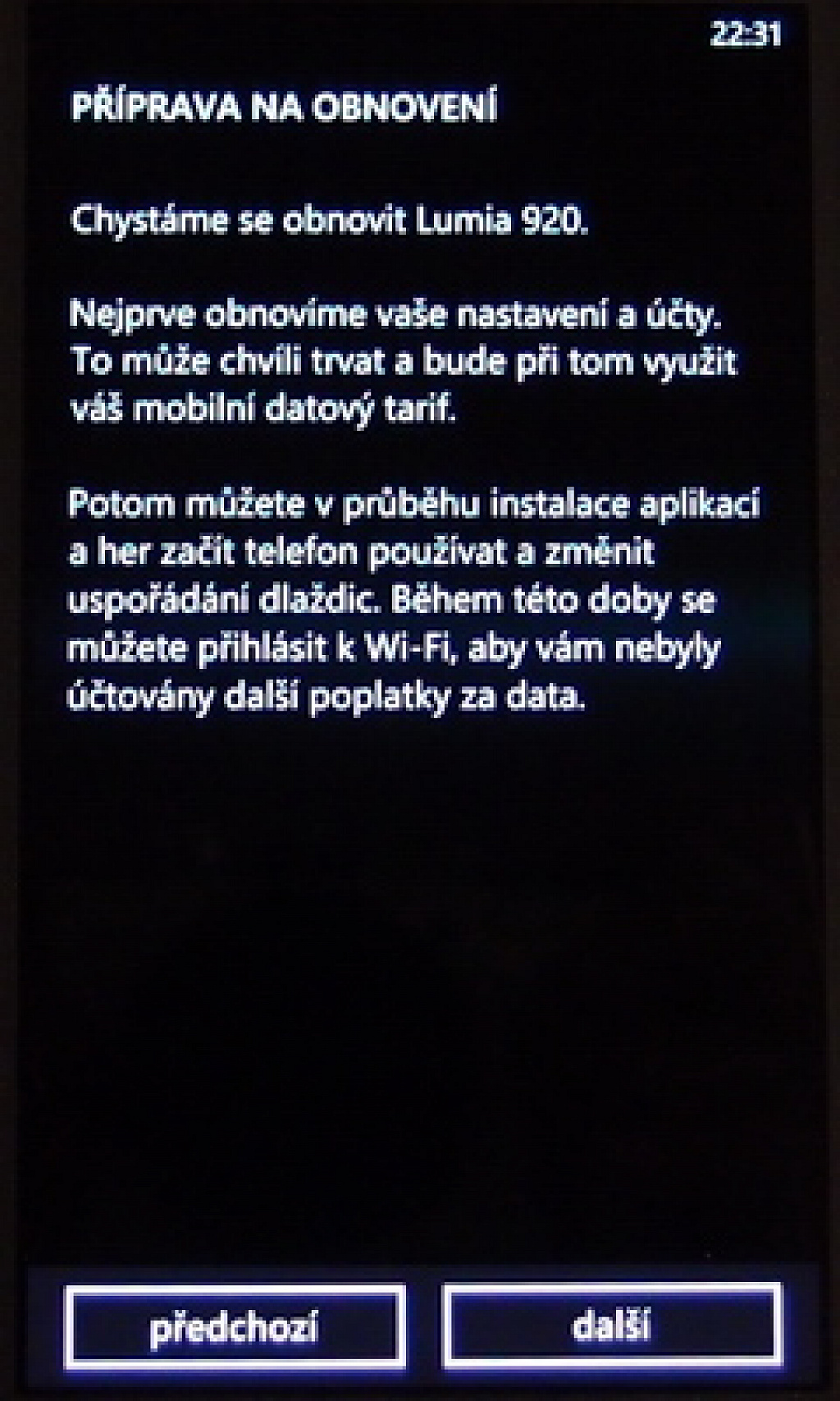 WP8 zálohování
