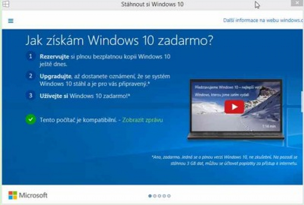 klikněte pro zvětšení Windows 10 pro uživatele s rezervací