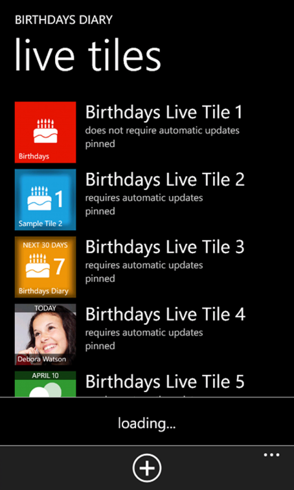 Birthdays Diary