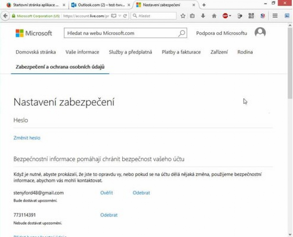 klikněte pro zvětšení Dvoustupňové ověřování