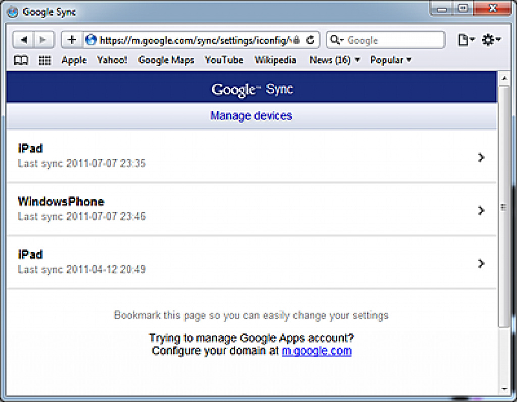 Google calendar sync WP7