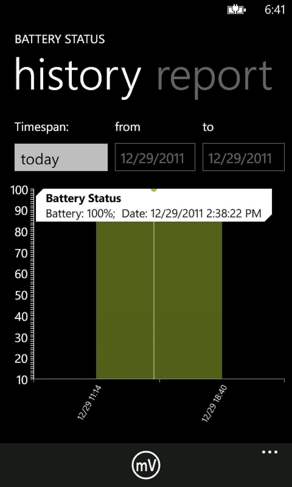 Battery status for Windows Phone