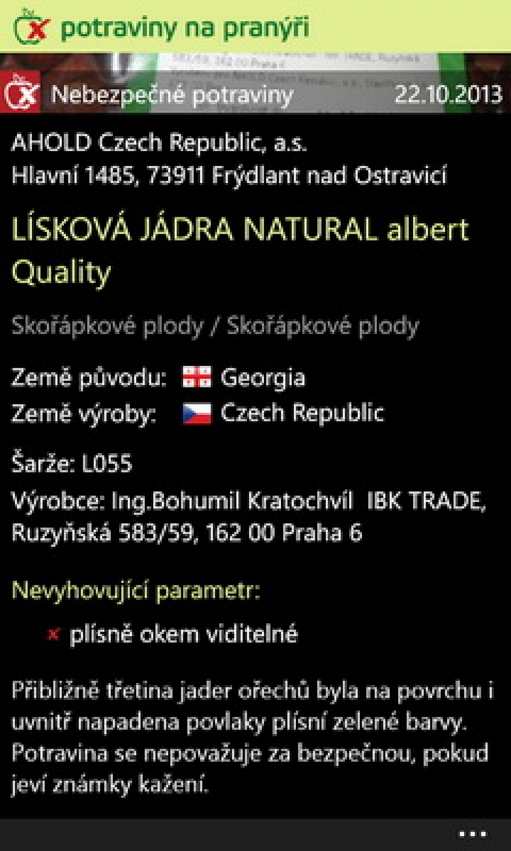 potraviny na pranýři