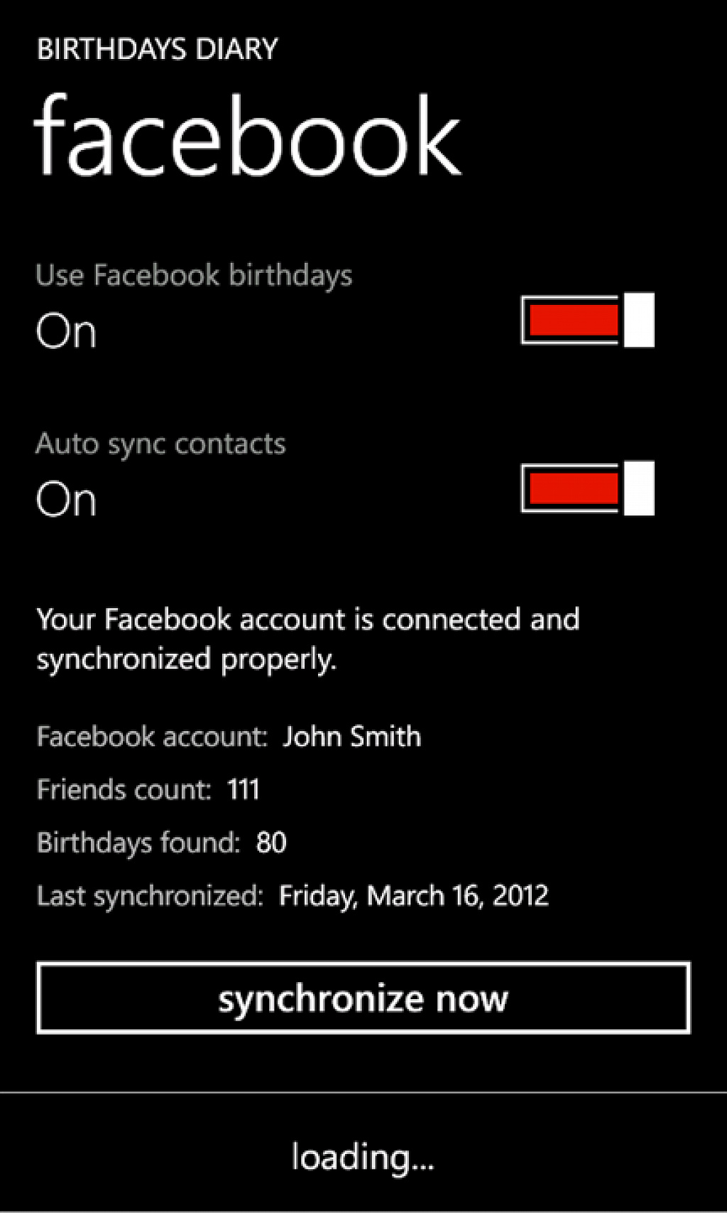 Birthdays Diary