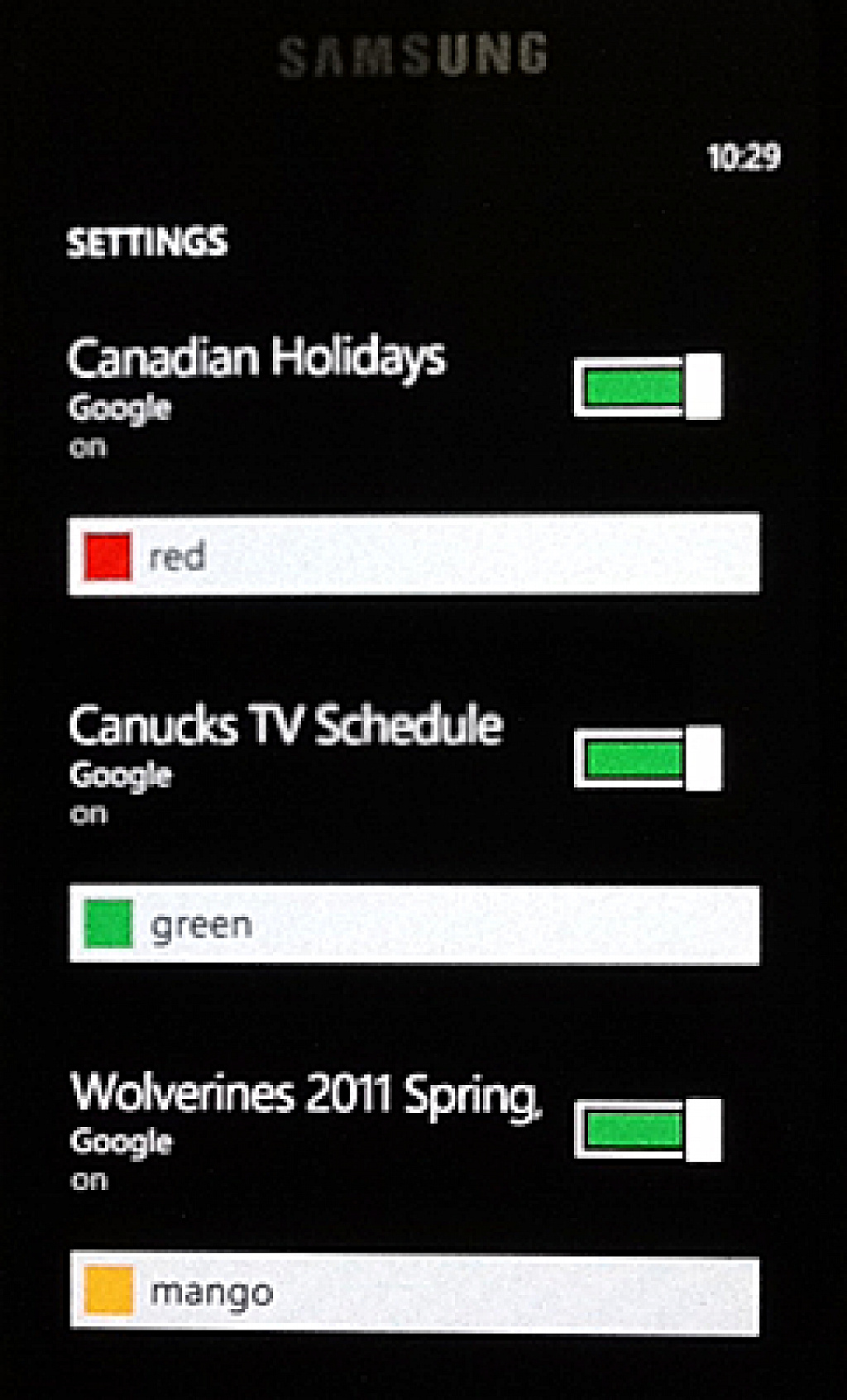 Google calendar sync WP7