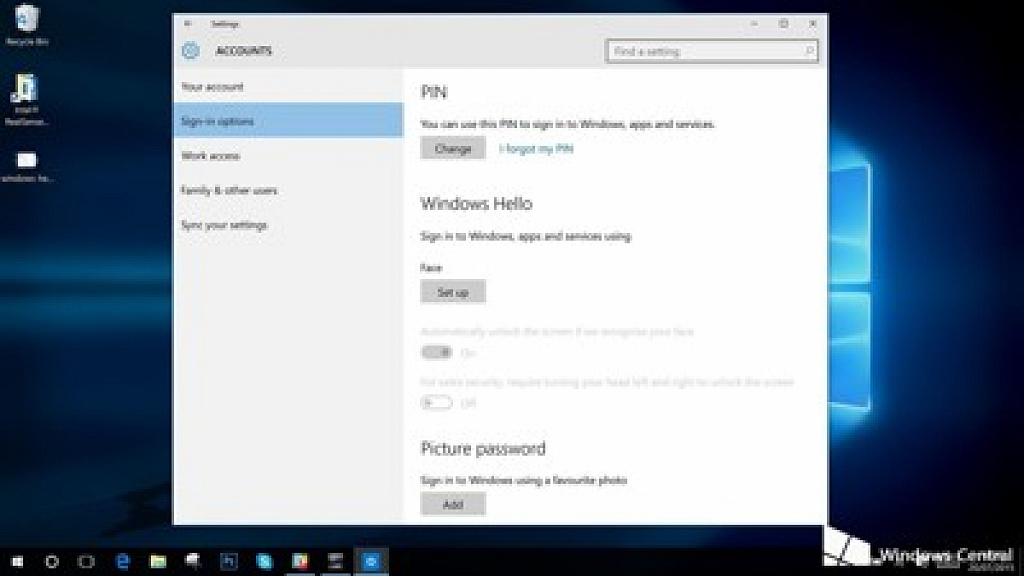 klikněte pro zvětšení Windows Hello ve Windows 10