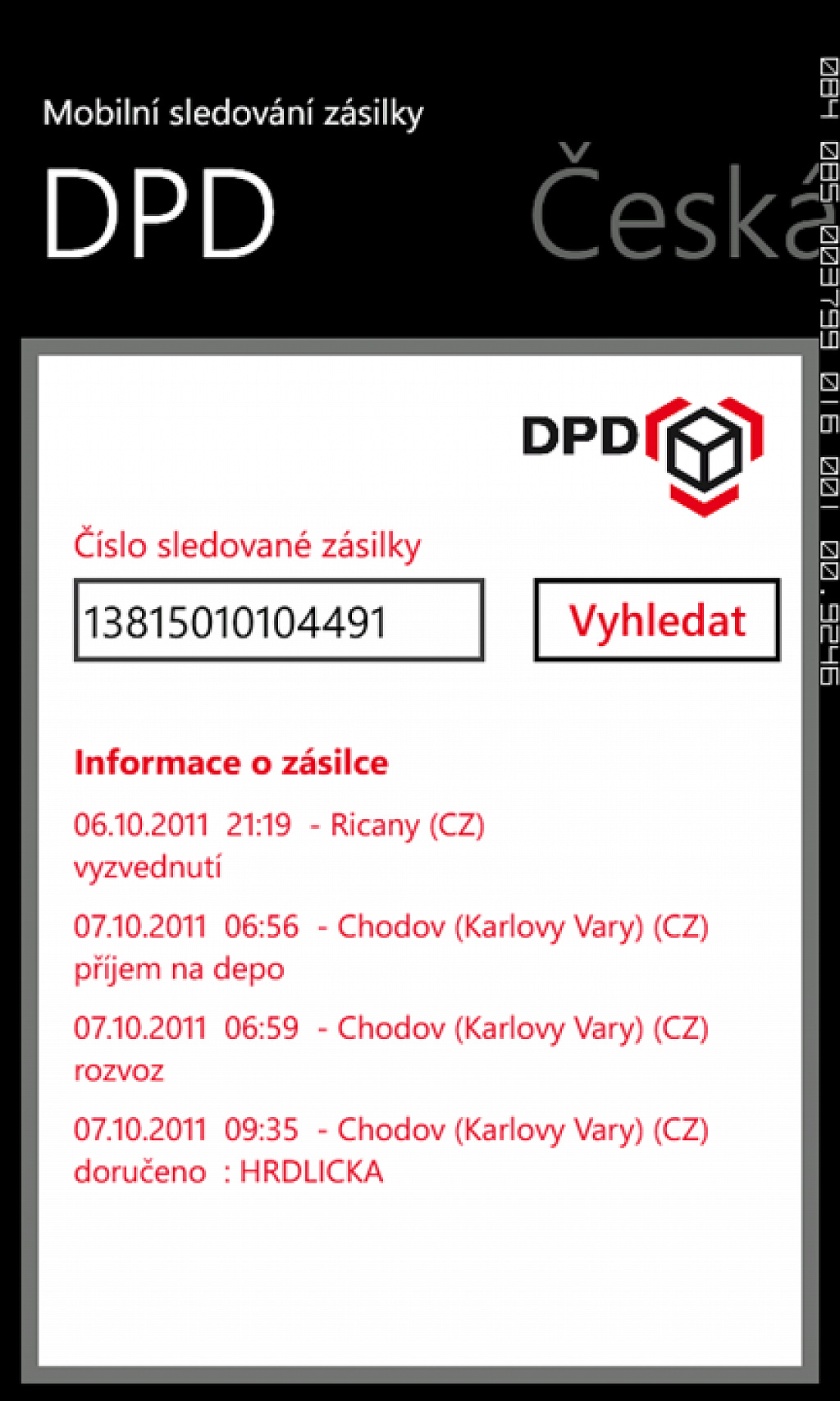 Sledování balíku