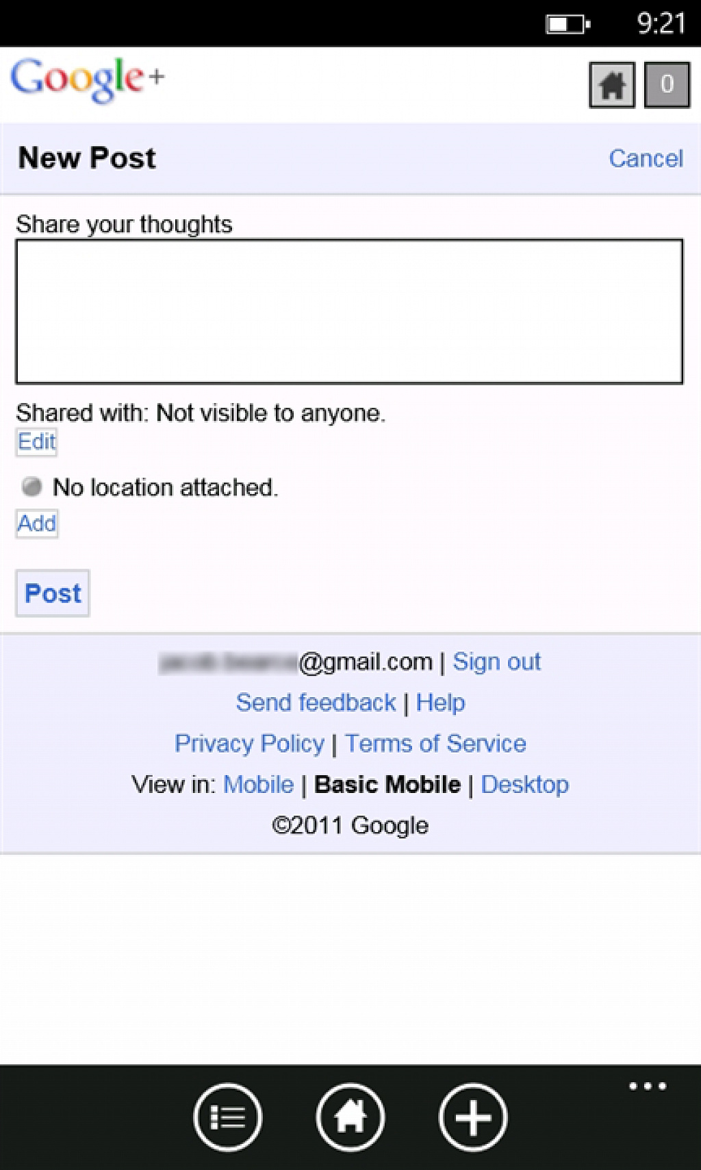 Google+ windows Phone 7