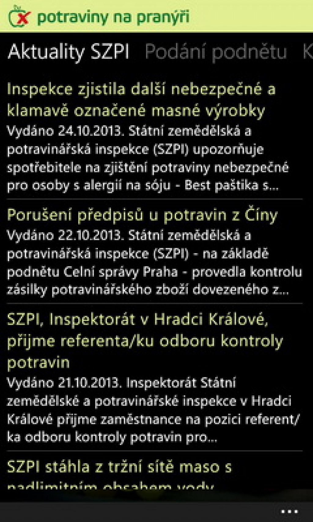 potraviny na pranýři