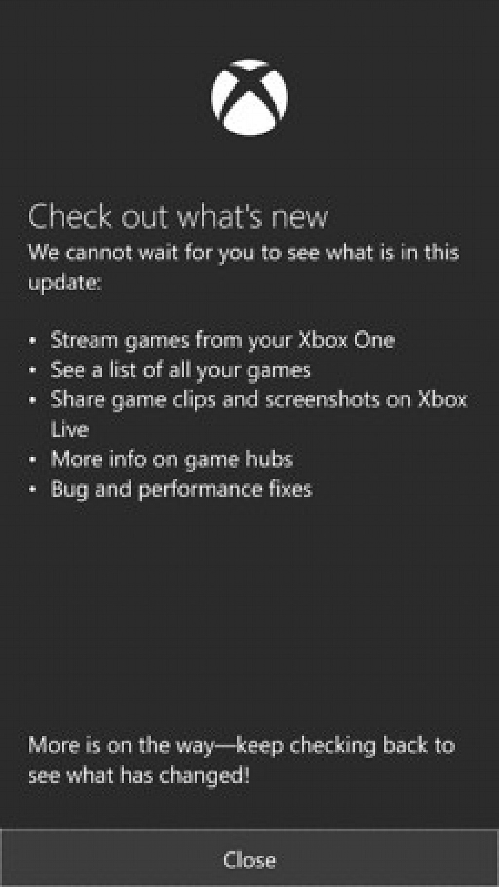 Aplikace Xbox pro W10M Build 10166
