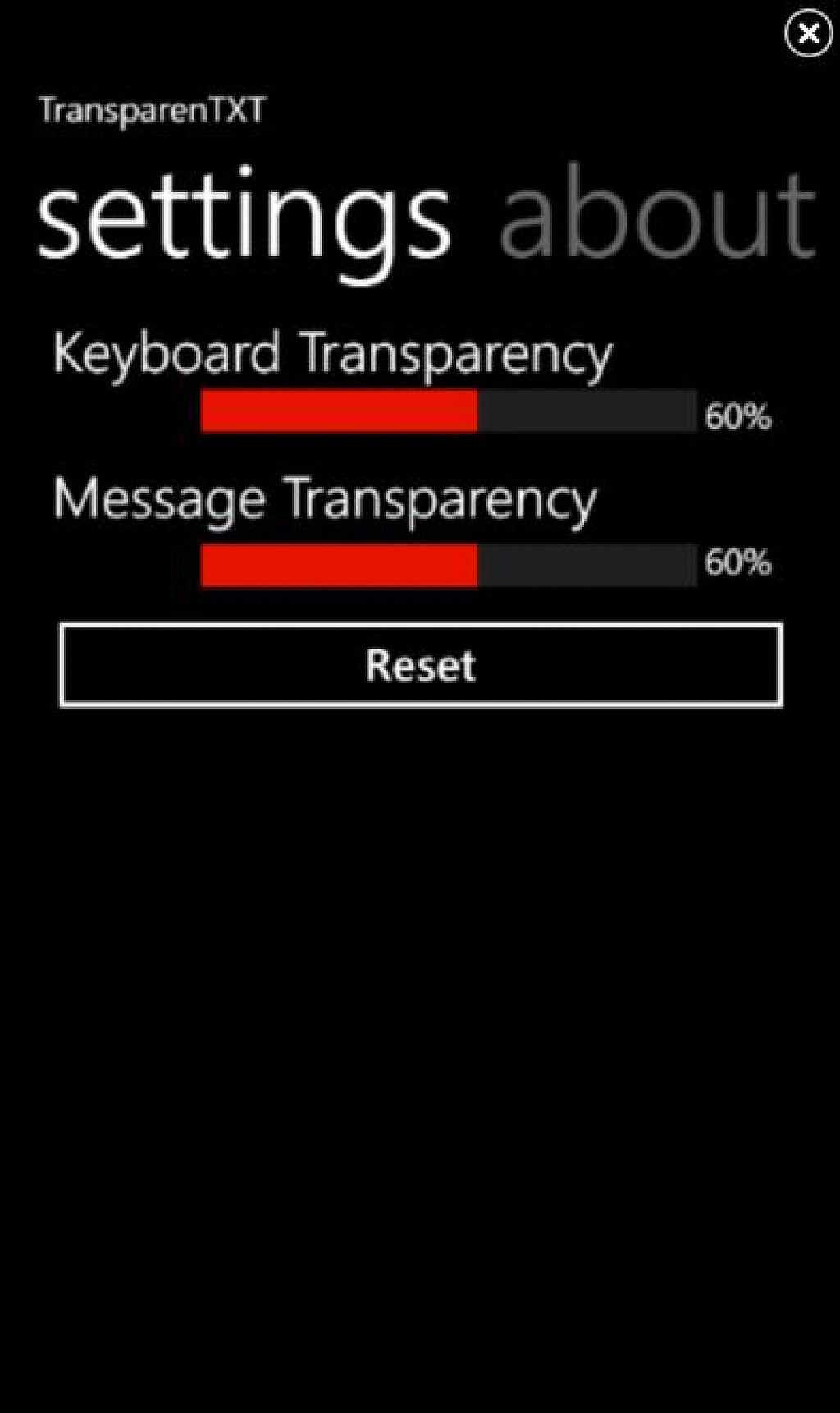 Trasparenttxt pro Windows Phone 7