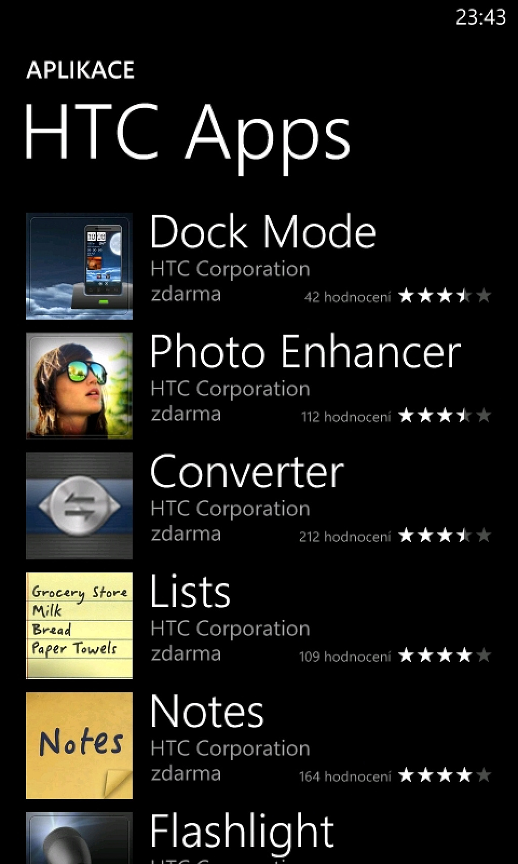 HTC aplikace