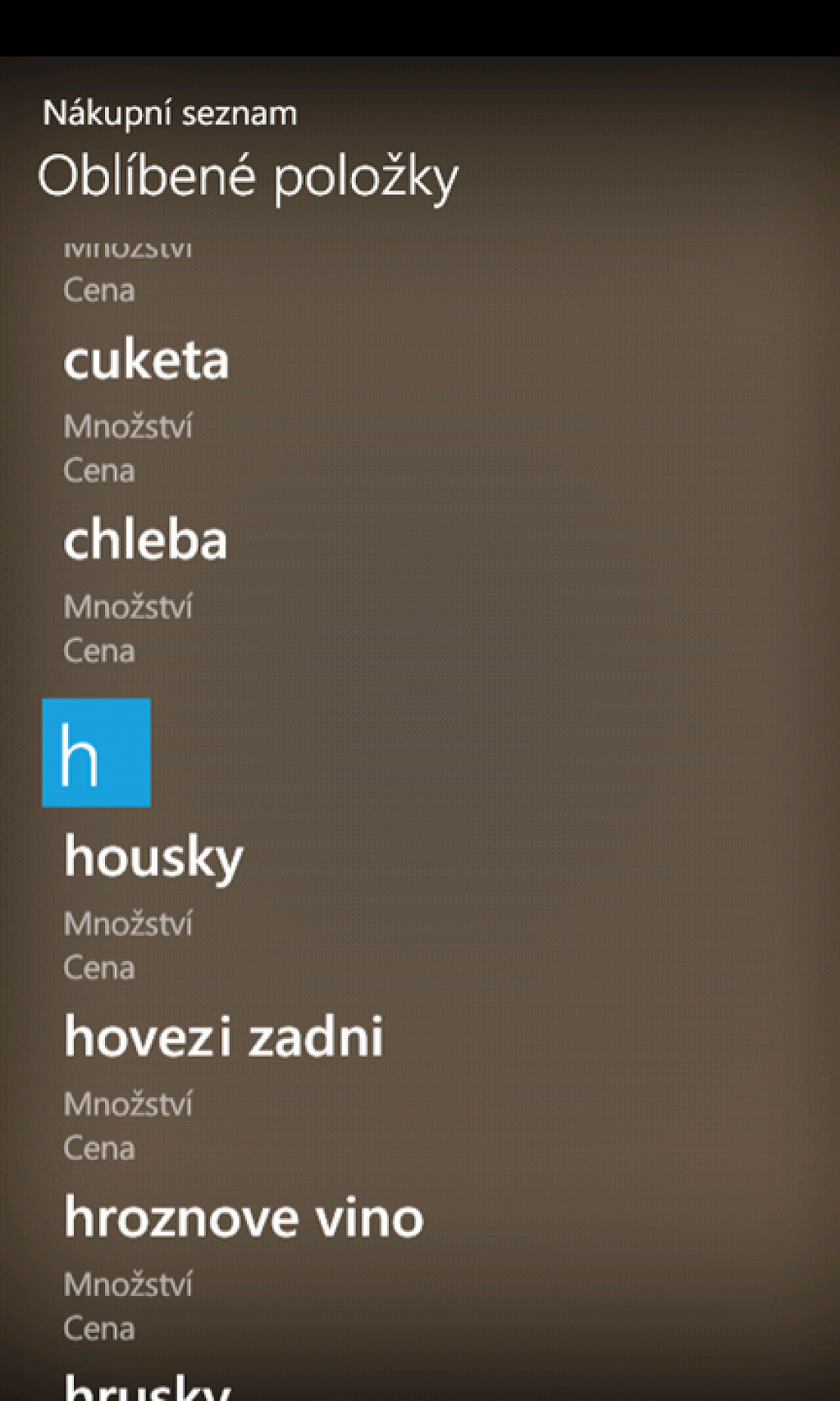 Nakupni seznam
