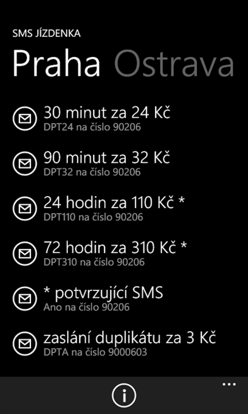 SMS Jízdenka