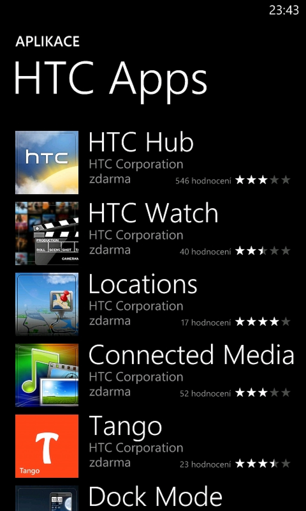 HTC aplikace
