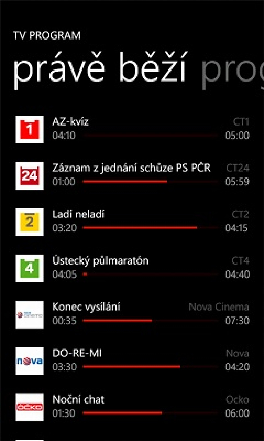 TV Program pro Windows Phone 7
