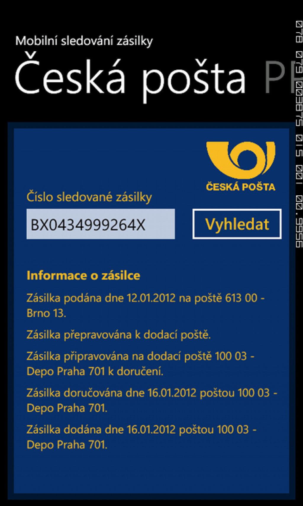 Sledování balíku