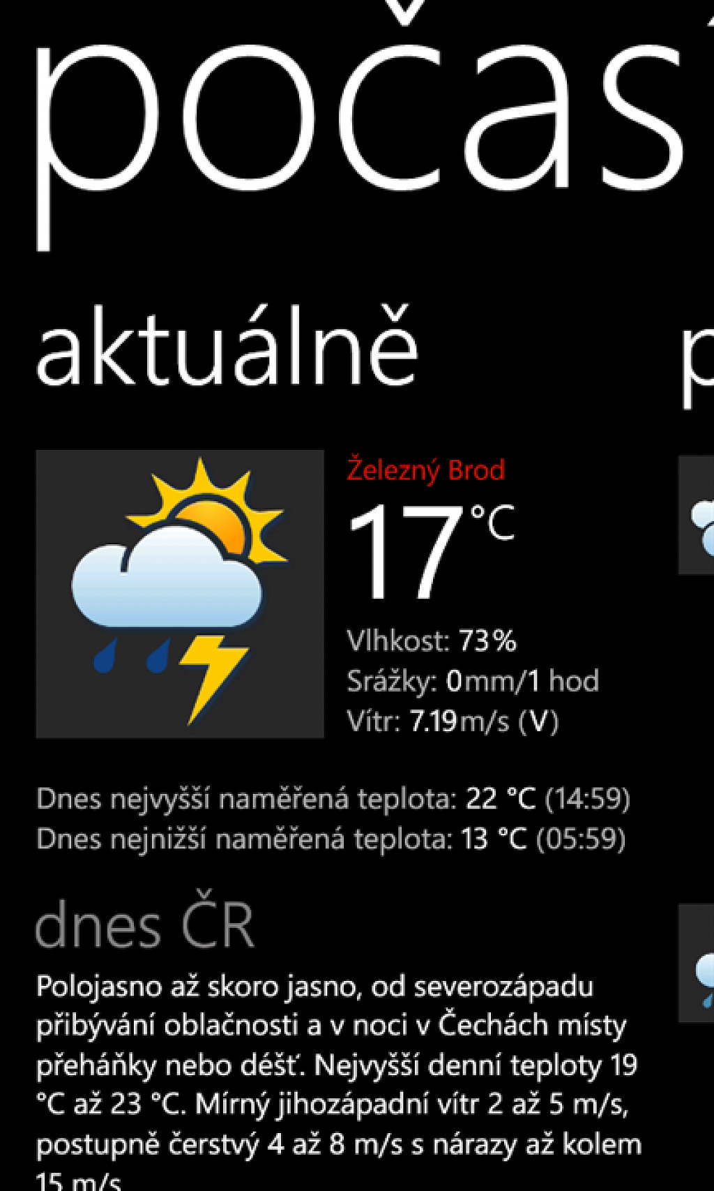 Počasí pro Windows Phone 7