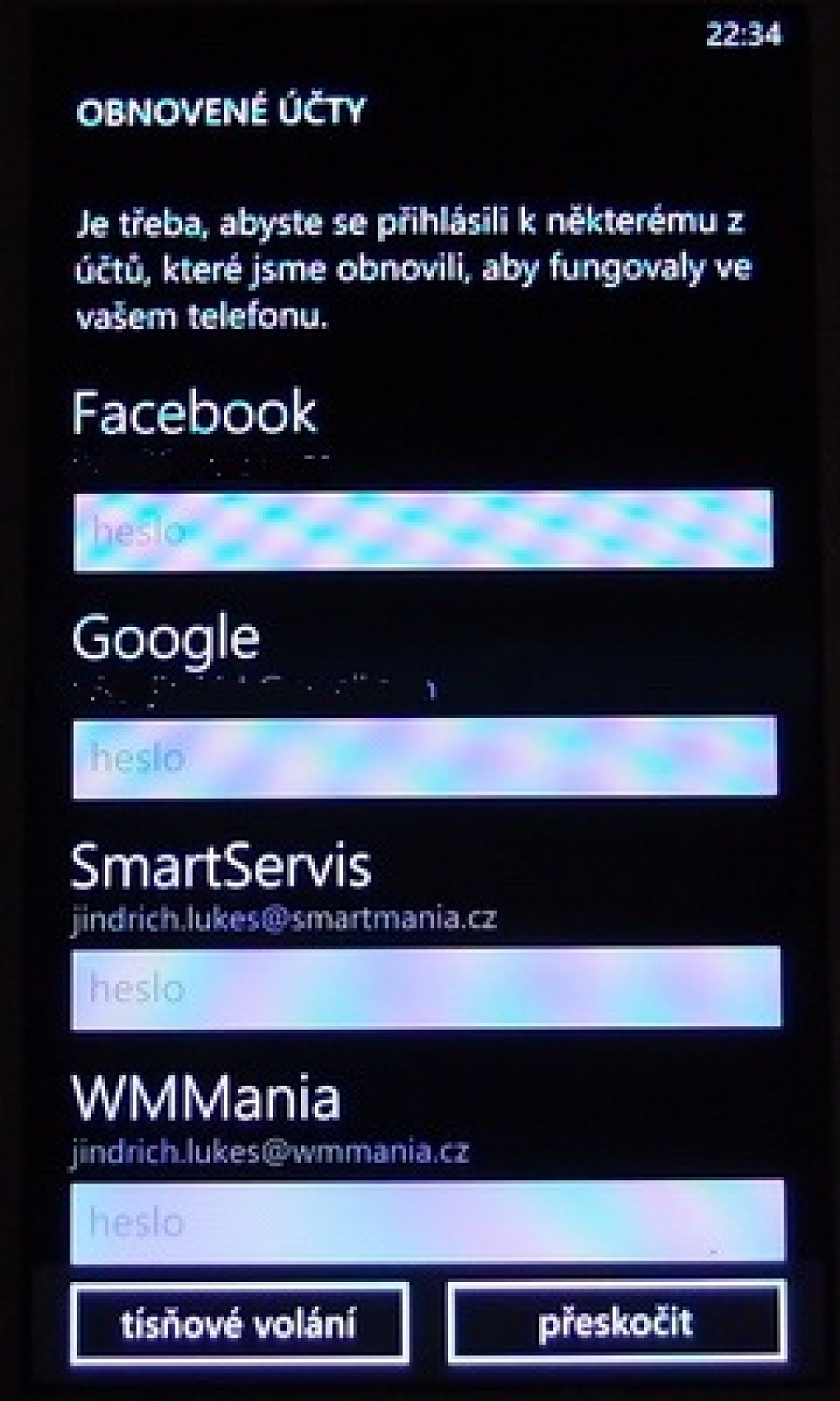 WP8 zálohování