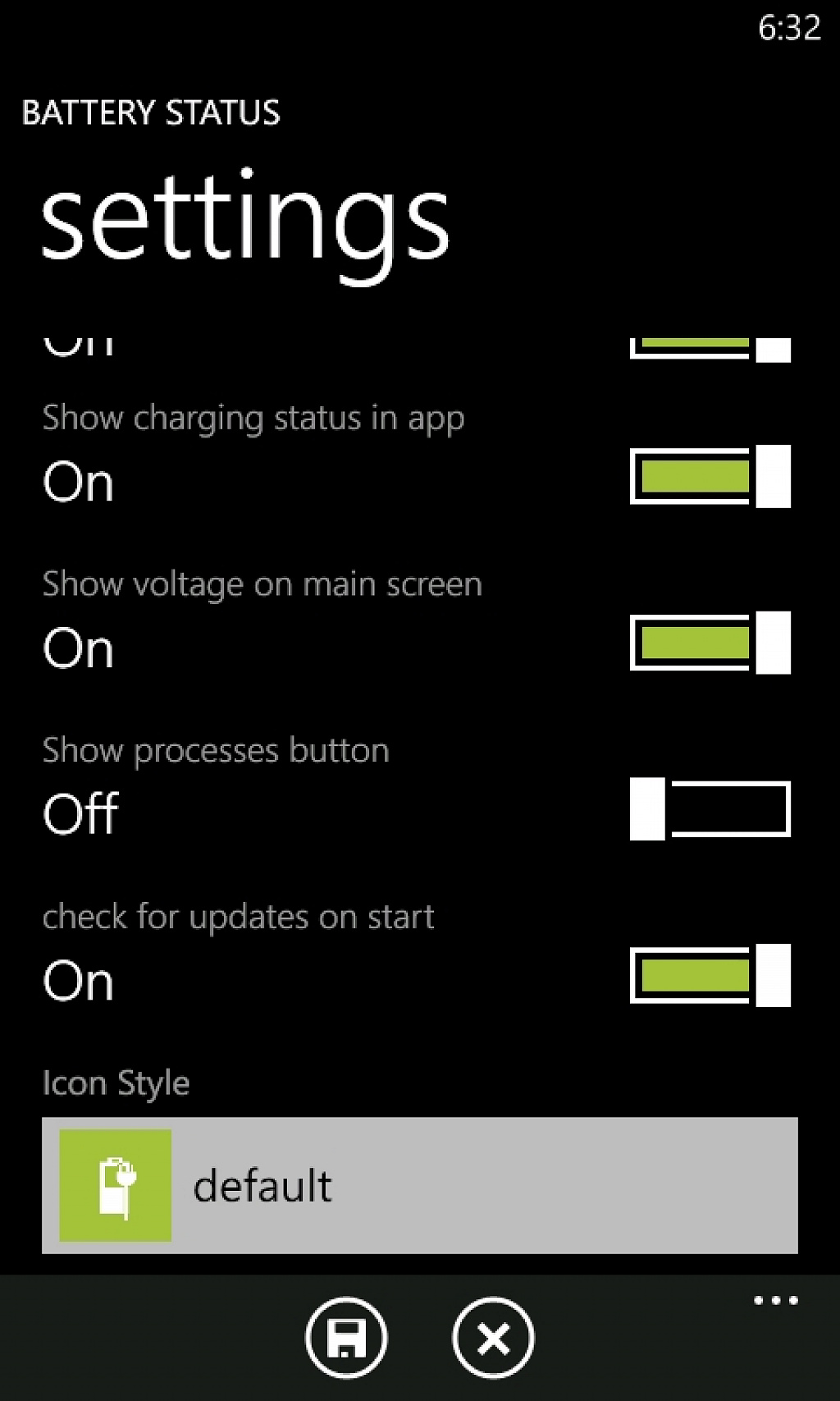 Battery status for Windows Phone