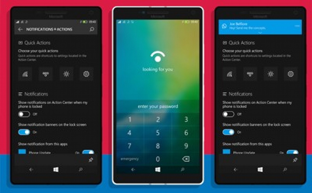koncept Windows 10 Mobile
