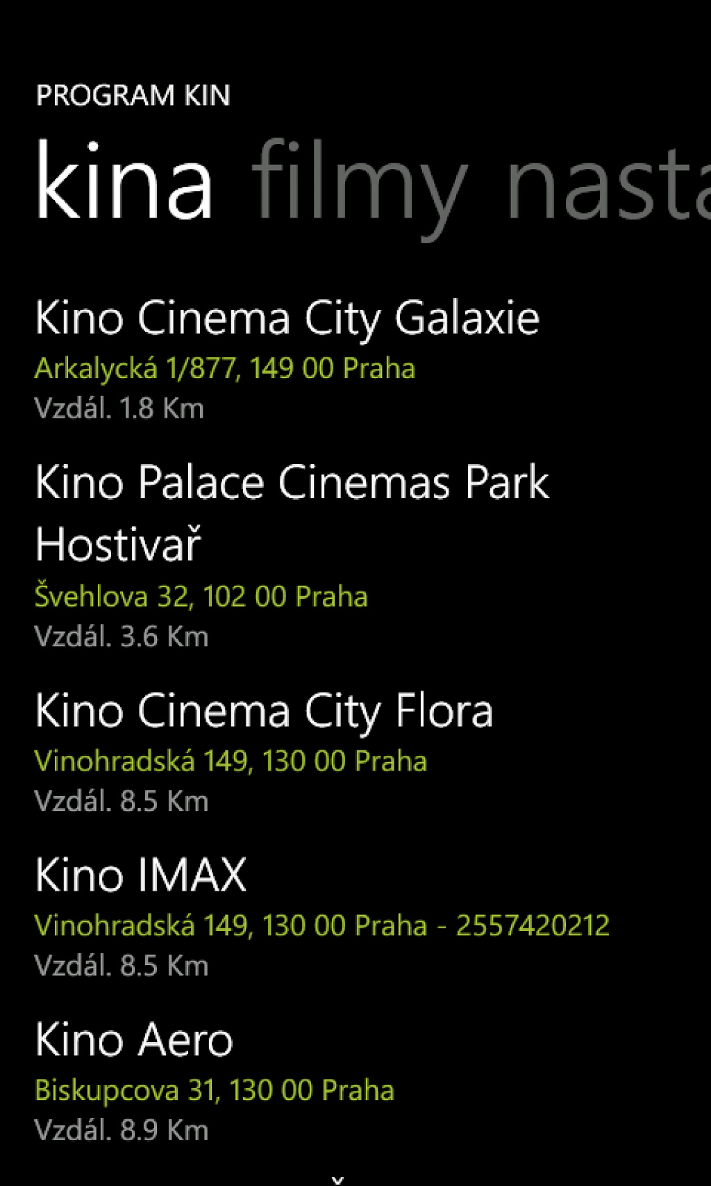 Program kin pro Windows Phone 7