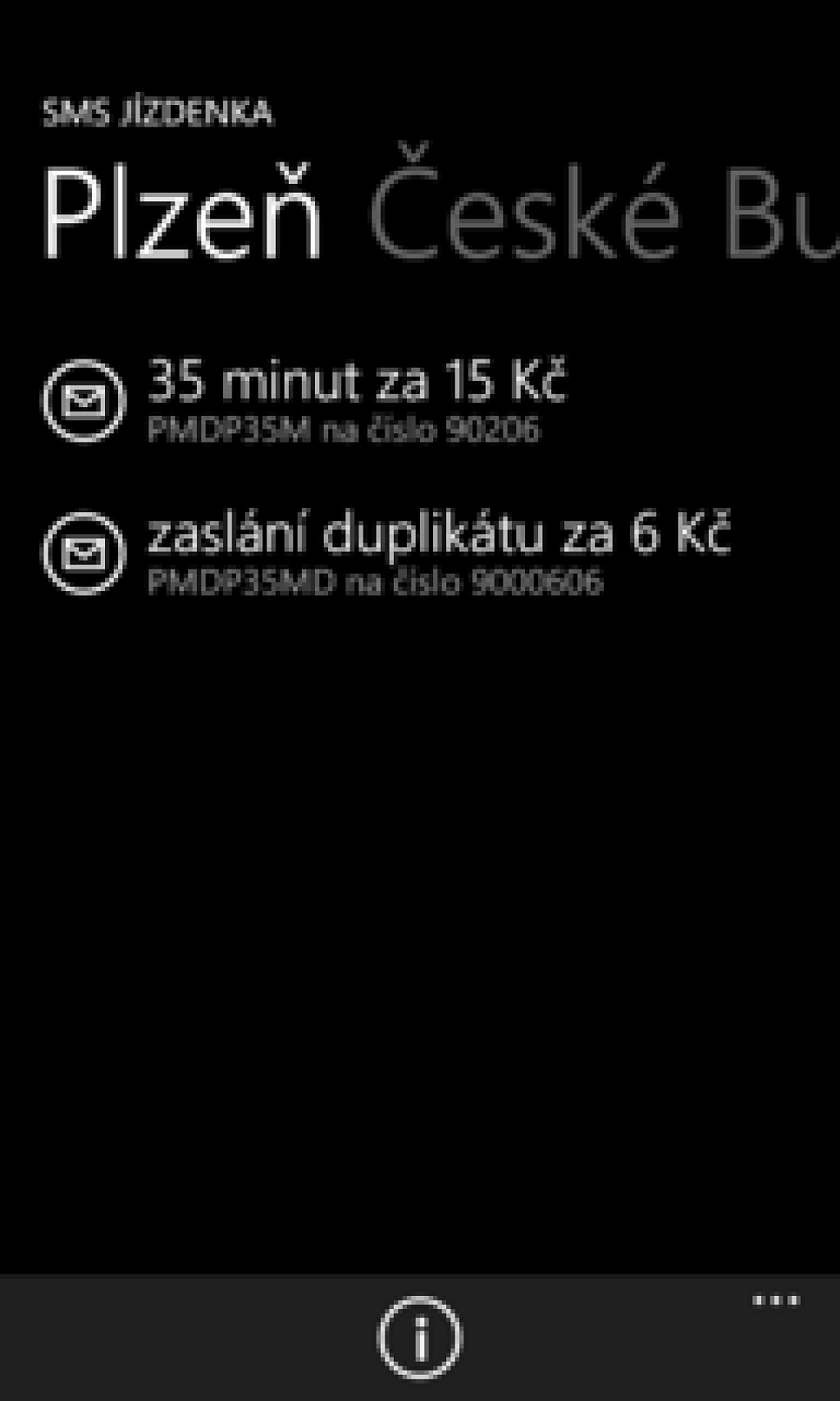 SMS jízdenka pro Windows Phone7