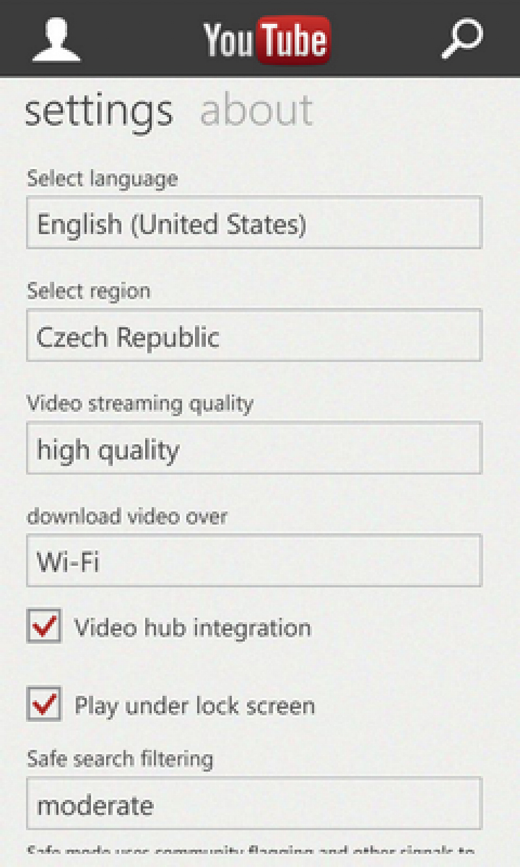 YouTube pro Windows Phone