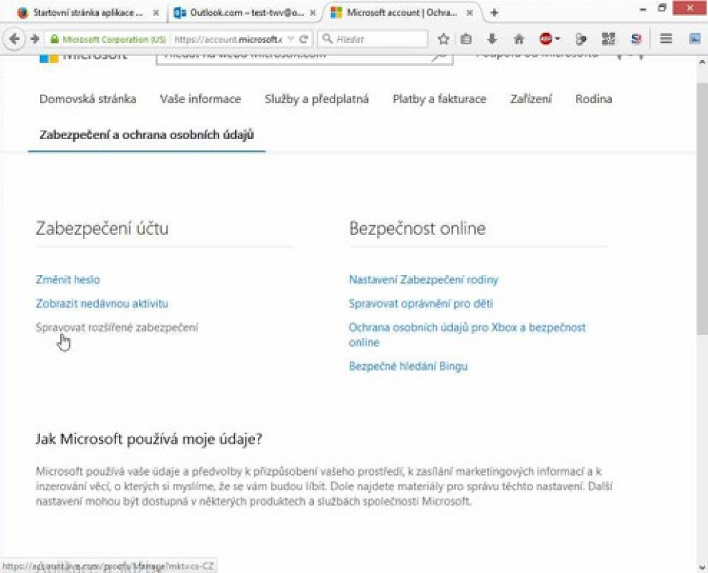 klikněte pro zvětšení Dvoustupňové ověřování