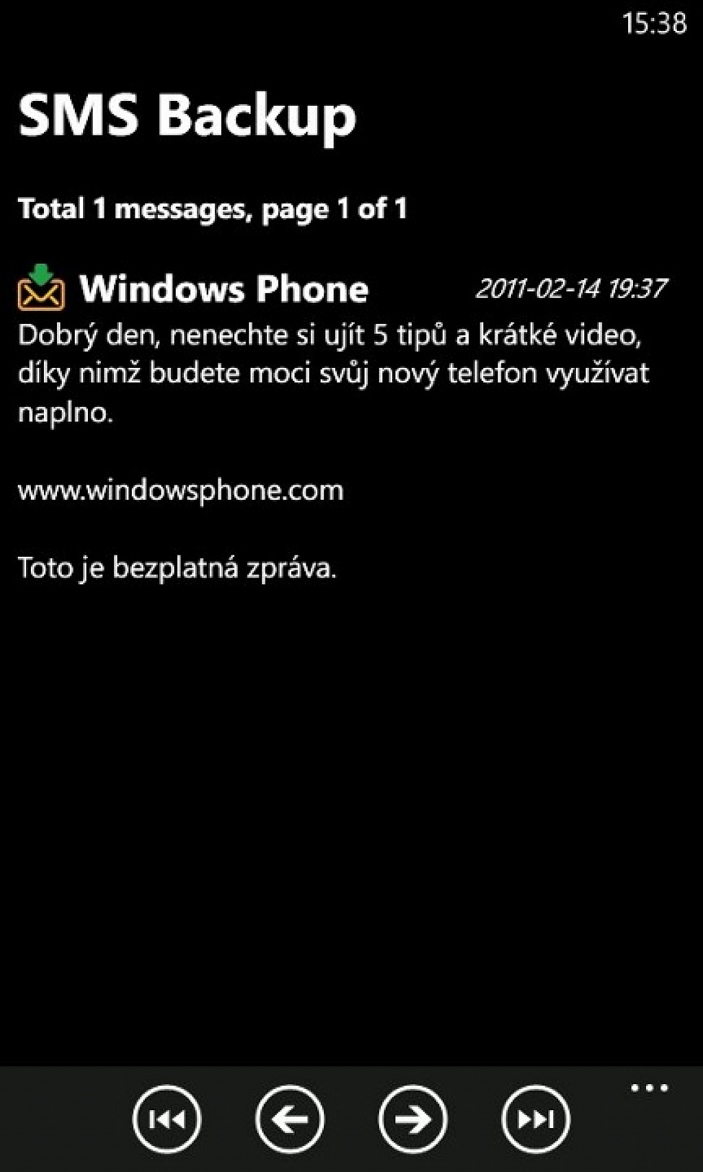 SMS Backup Windows Phone