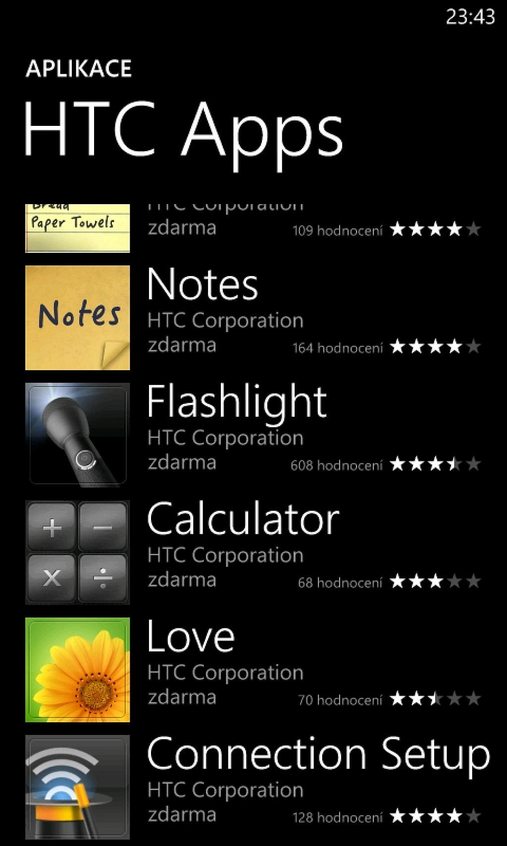 HTC aplikace