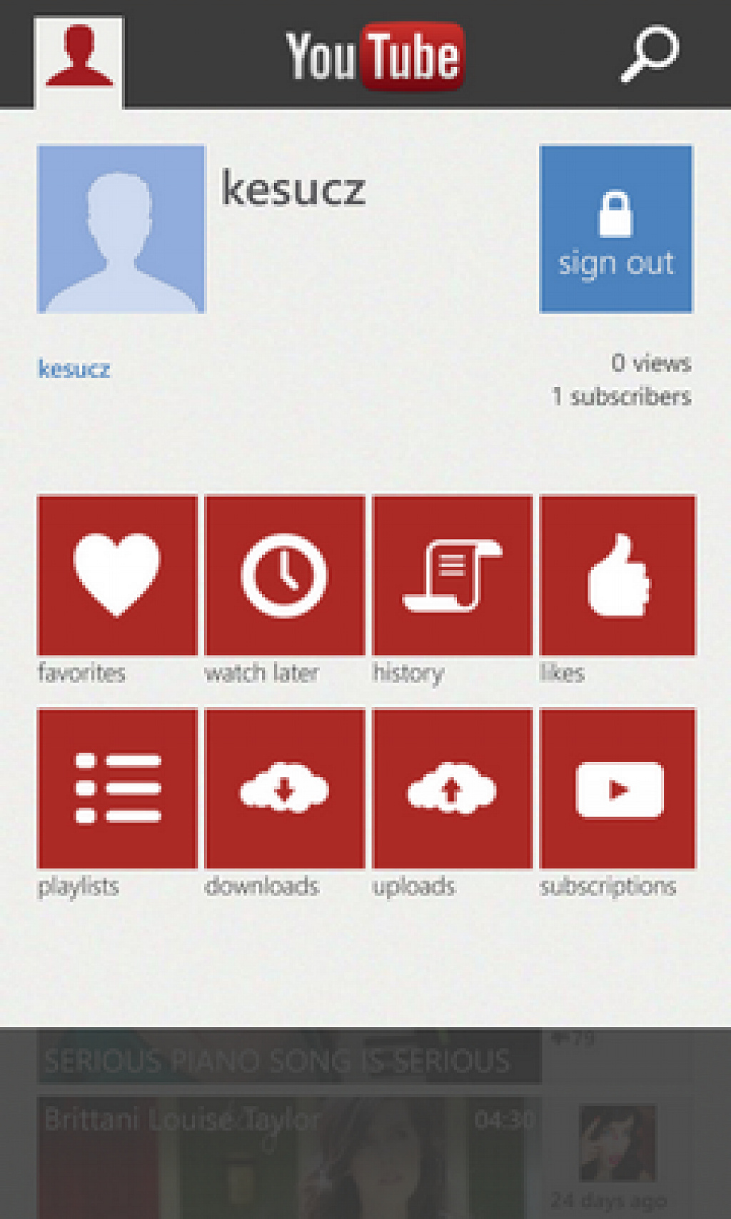 YouTube pro Windows Phone