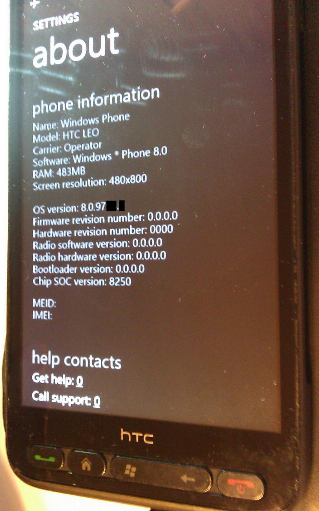 Windows Phone 8 pro HTC HD2