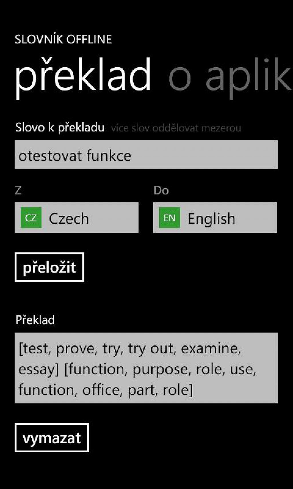Offline slovník pro WP7