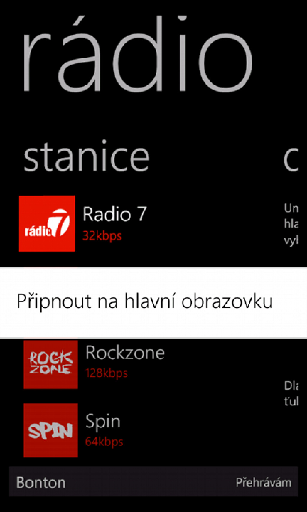 Radio pro Windows Phone 7