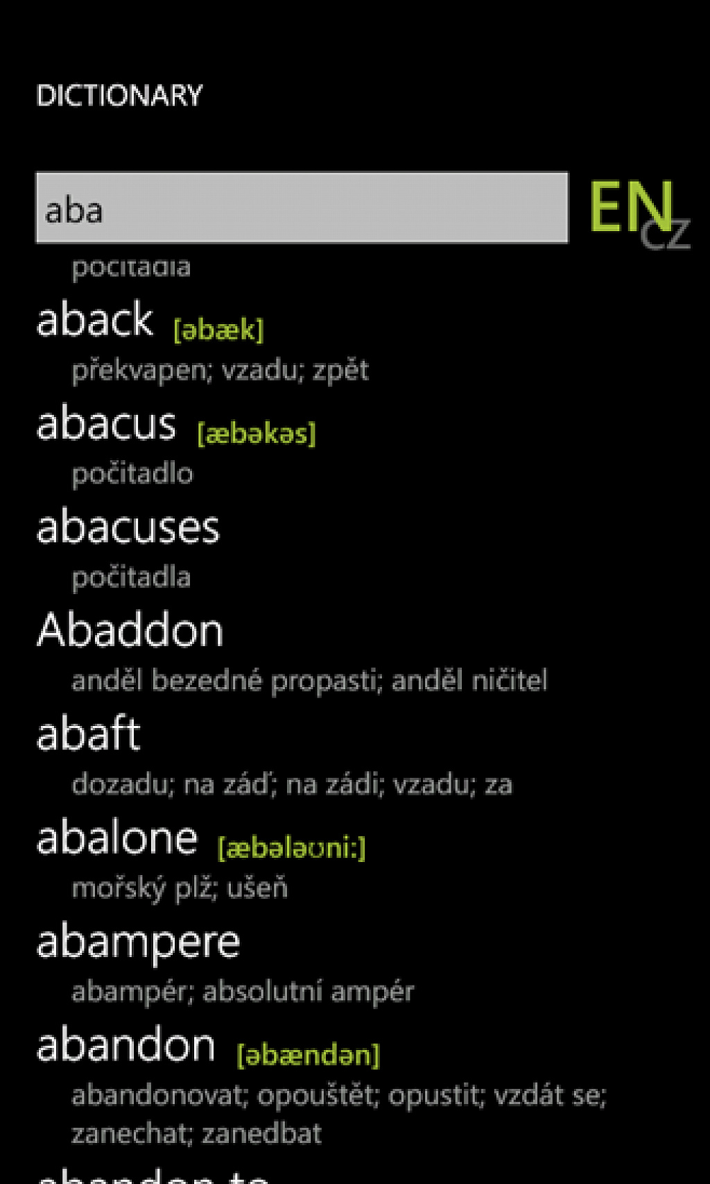 Dictionary CZ EN